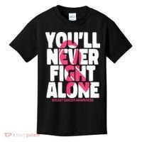 Breast Cancer Nobody Fights Alone Breast Cancer Awareness Kids T-Shirt thumb 0