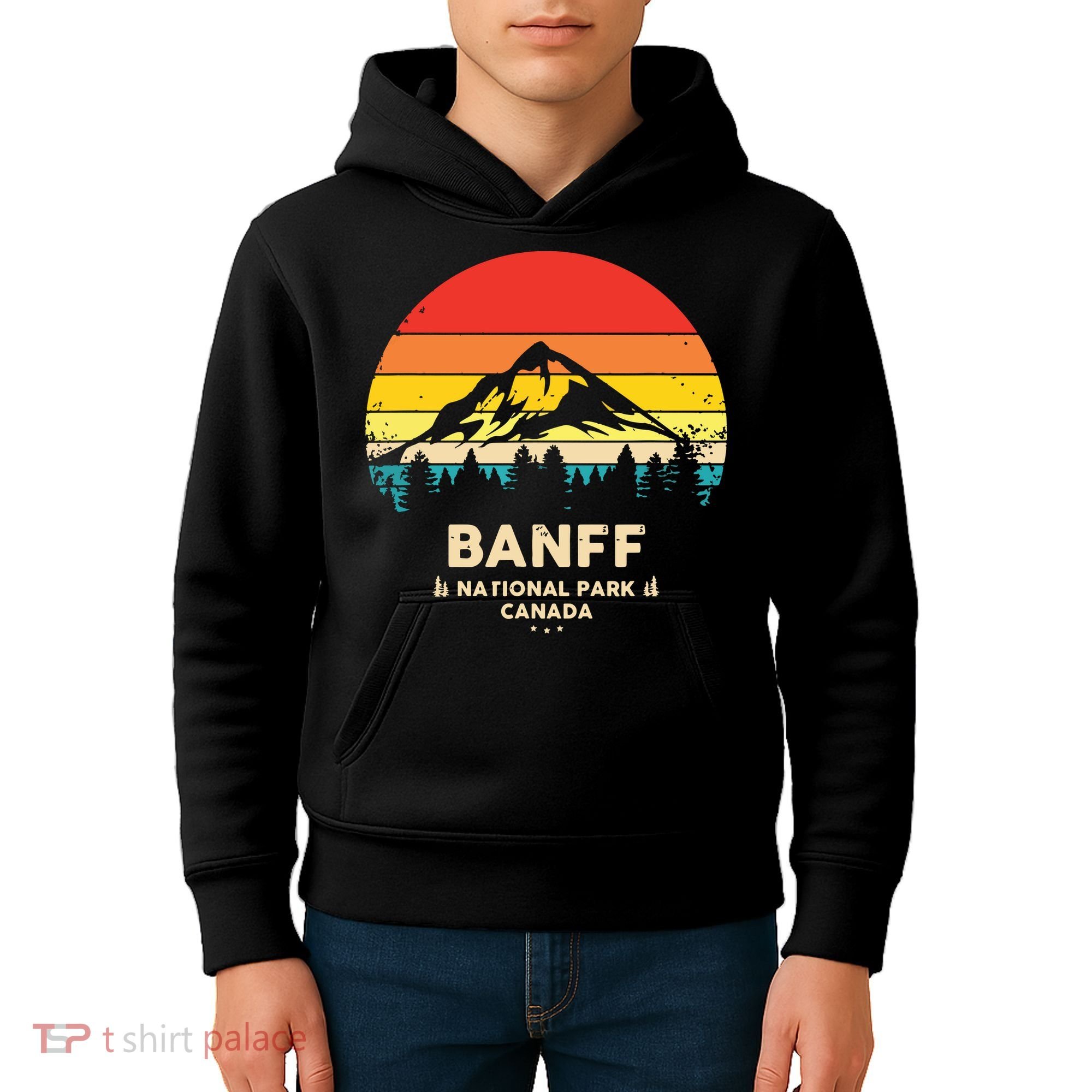 Banff Canadian National Park Retro Souvenir Kids Hoodie