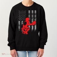Baseball Catcher On American Flag Baseball Catcher Flag Women's Sweatshirt thumb 0