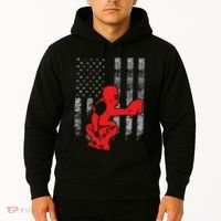 Baseball Catcher On American Flag Baseball Catcher Flag Hoodie thumb 2