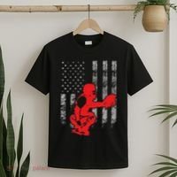 Baseball Catcher On American Flag Baseball Catcher Flag T-Shirt thumb 2