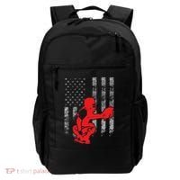 Baseball Catcher On American Flag Baseball Catcher Flag Backpack thumb 0