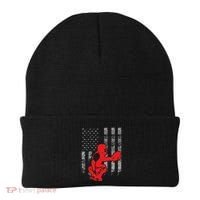 Baseball Catcher On American Flag Baseball Catcher Flag Beanie thumb 0