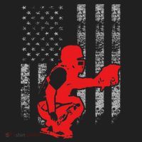 Baseball Catcher On American Flag Baseball Catcher Flag Beanie thumb 2