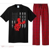 Baseball Catcher On American Flag Baseball Catcher Flag Pajama Set thumb 0