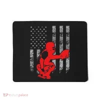 Baseball Catcher On American Flag Baseball Catcher Flag Mousepad thumb 0
