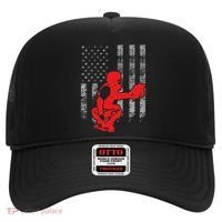 Baseball Catcher On American Flag Baseball Catcher Flag Hat thumb 0