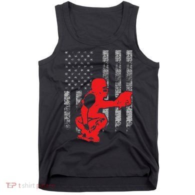 Baseball Catcher On American Flag Baseball Catcher Flag Tank Top
