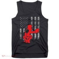 Baseball Catcher On American Flag Baseball Catcher Flag Tank Top thumb 0