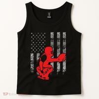 Baseball Catcher On American Flag Baseball Catcher Flag Tank Top thumb 2