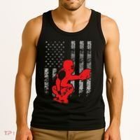 Baseball Catcher On American Flag Baseball Catcher Flag Tank Top thumb 3