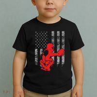 Baseball Catcher On American Flag Baseball Catcher Flag Toddler T-Shirt thumb 2