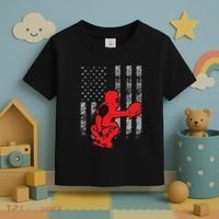Baseball Catcher On American Flag Baseball Catcher Flag Toddler T-Shirt thumb 3