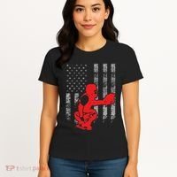 Baseball Catcher On American Flag Baseball Catcher Flag Women's T-Shirt thumb 4
