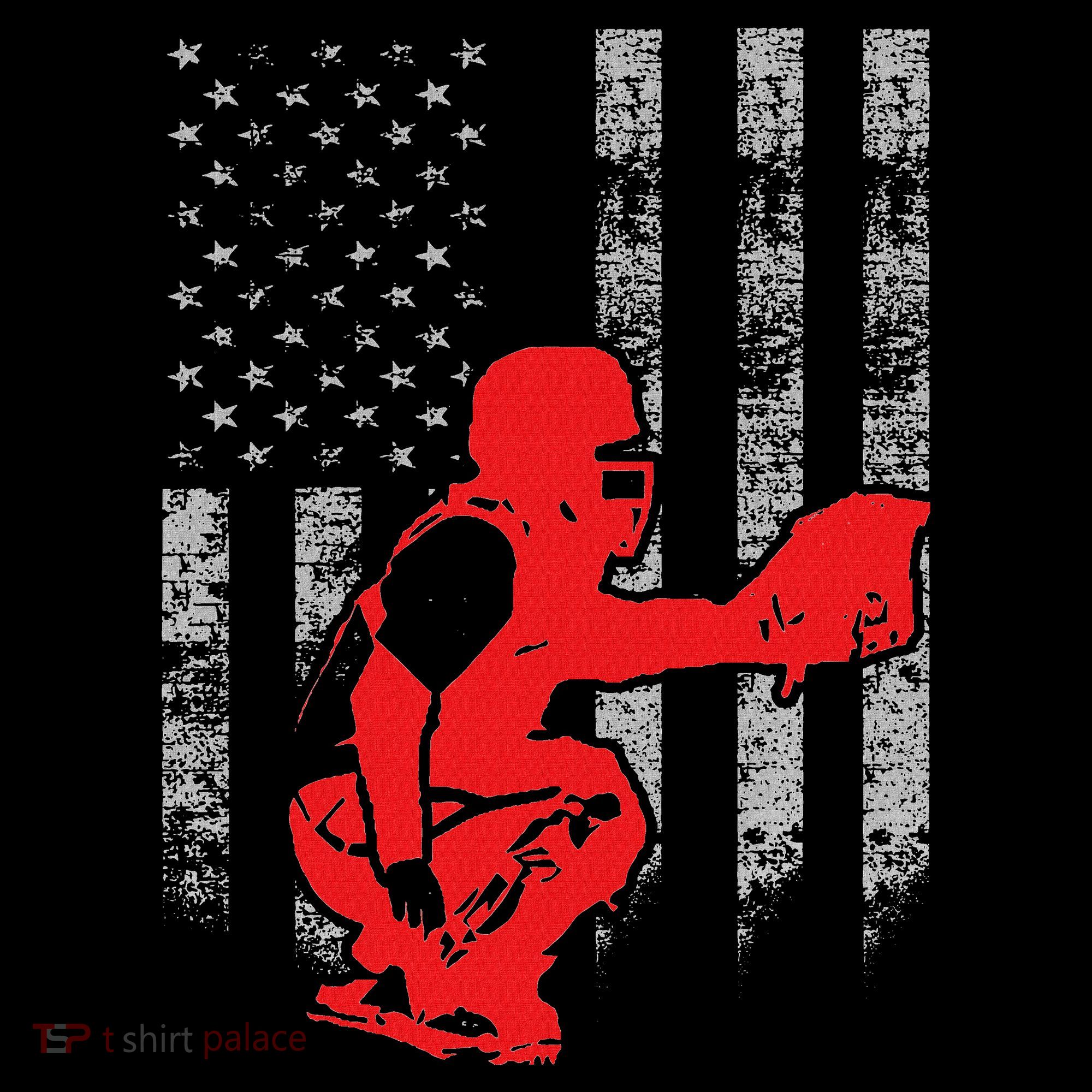 Baseball Catcher On American Flag Baseball Catcher Flag Women's T-Shirt