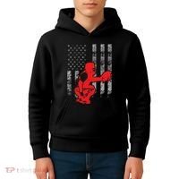 Baseball Catcher On American Flag Baseball Catcher Flag Kids Hoodie thumb 4
