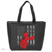 Baseball Catcher On American Flag Baseball Catcher Flag Tote Bag thumb 0