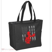Baseball Catcher On American Flag Baseball Catcher Flag Tote Bag thumb 2