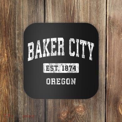 Baker City Oregon Or Vintage Sports Established Coaster