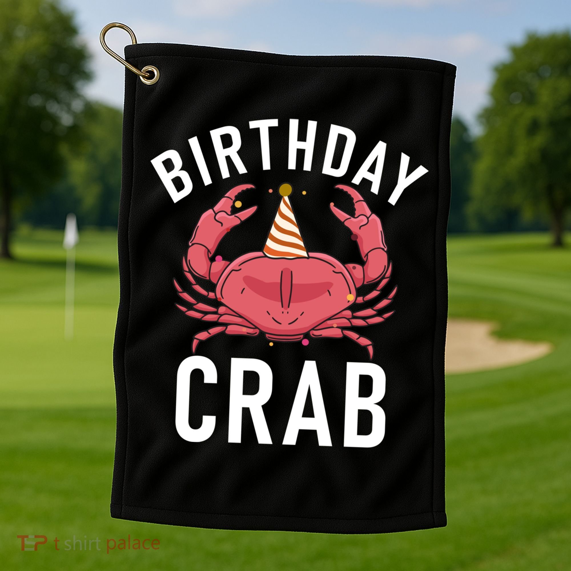 Birthday Crab Owner Gift Golf Towel