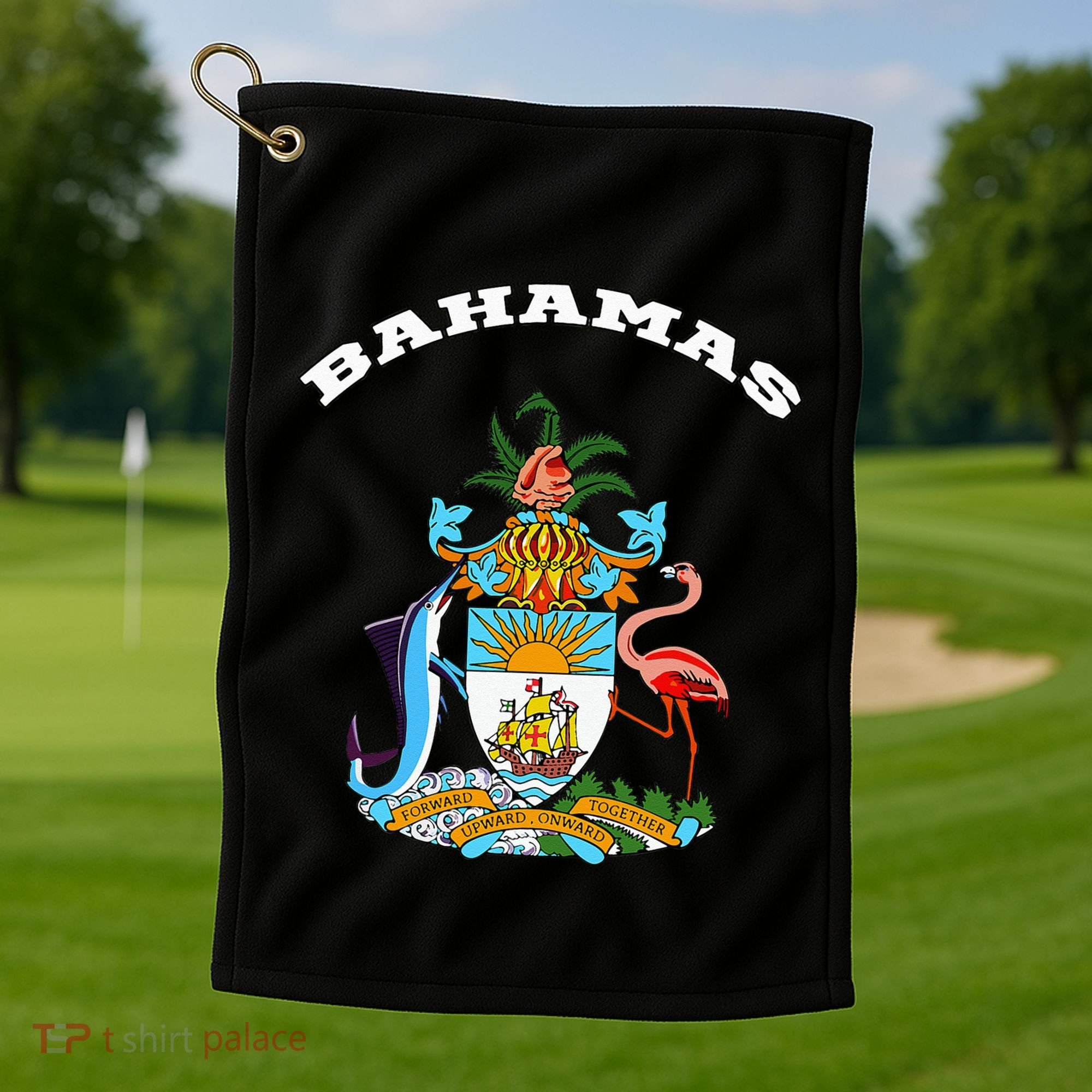 Bahamas Coat of Arms Souvenir Gift Flag Bahamians Golf Towel