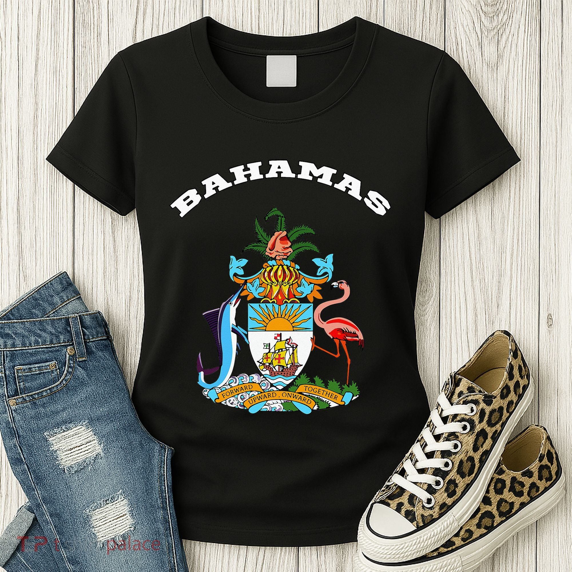 Bahamas Coat of Arms Souvenir Gift Flag Bahamians Women's T-Shirt