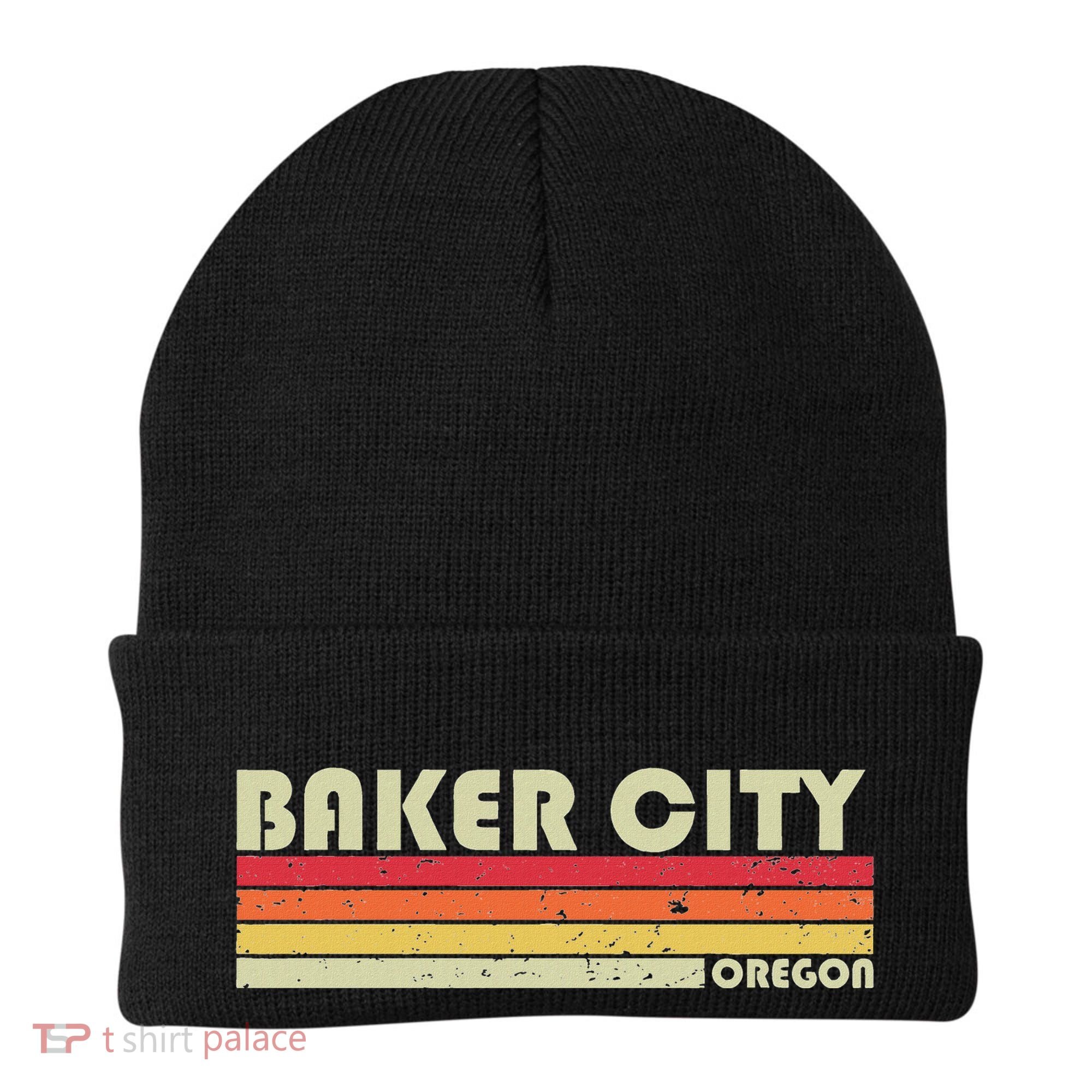 Baker City Or Oregon Funny City Home Root Gift Retro 70s 80s Beanie