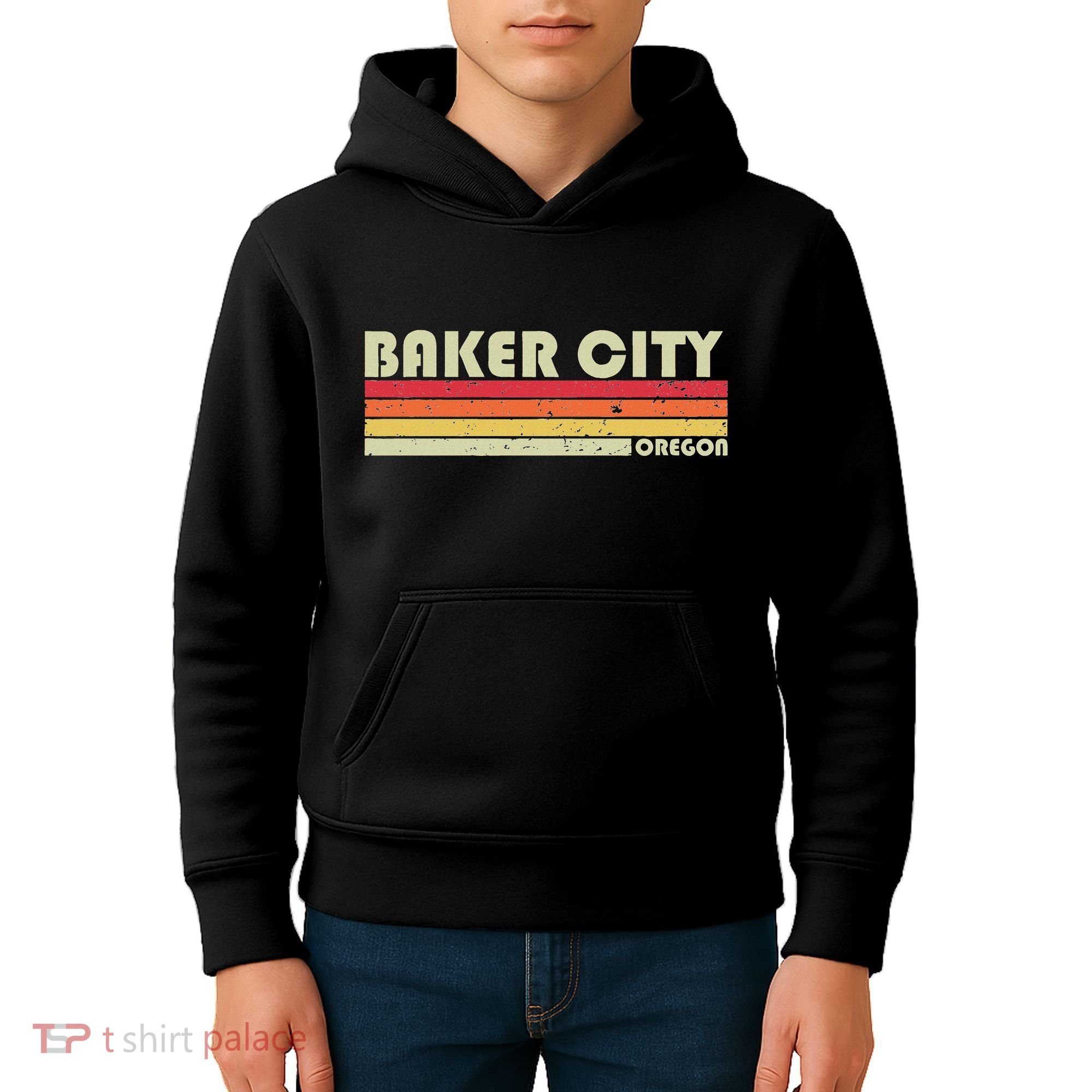 Baker City Or Oregon Funny City Home Root Gift Retro 70s 80s Kids Hoodie