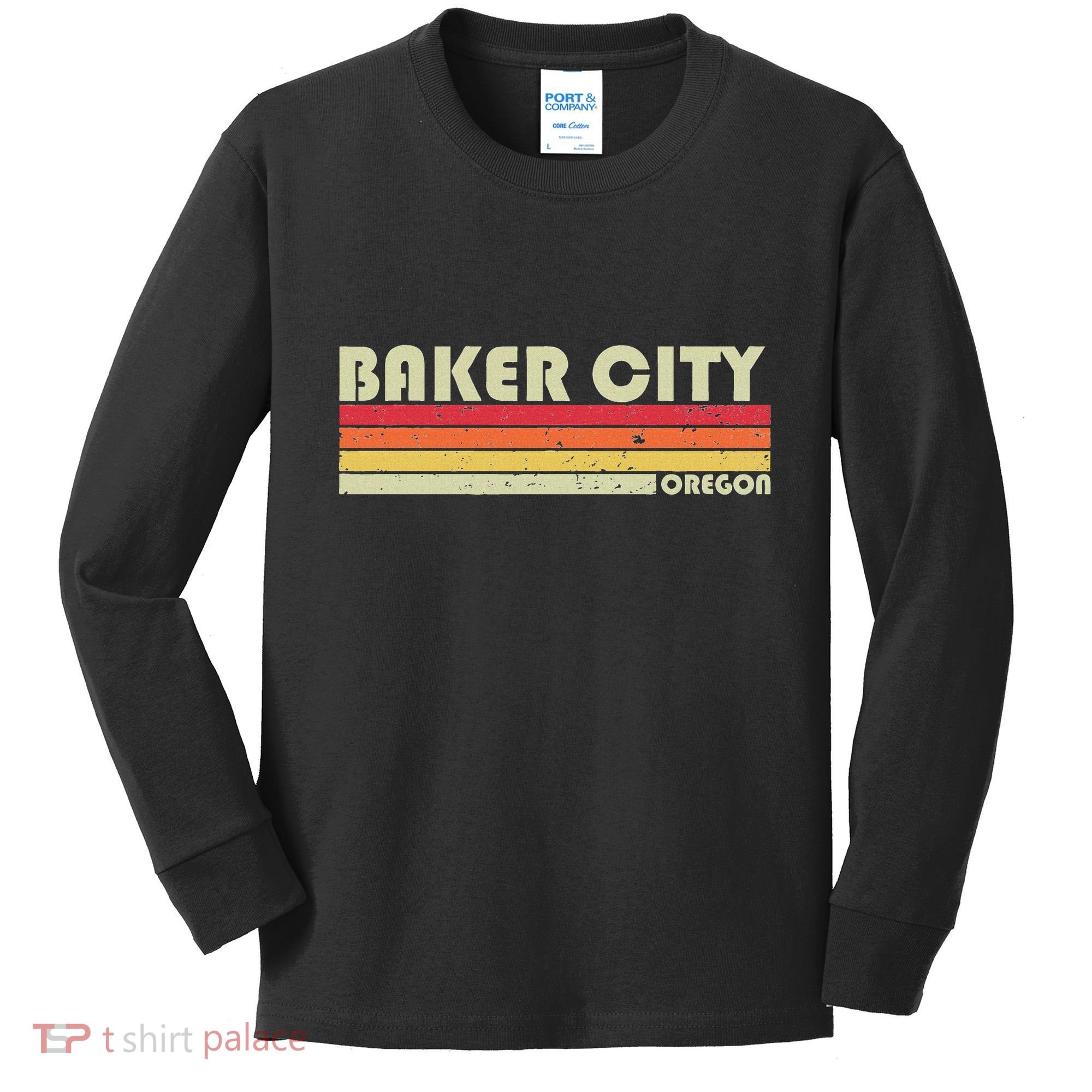 Baker City Or Oregon Funny City Home Root Gift Retro 70s 80s Kids Long Sleeve Shirt