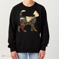 Boho Cat Plants Nature Trees Wild Flowers Graphic Women's Sweatshirt thumb 0