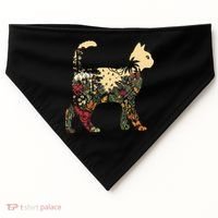 Boho Cat Plants Nature Trees Wild Flowers Graphic USA-Made Doggie Bandana thumb 0