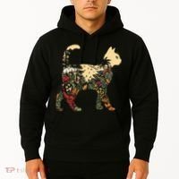 Boho Cat Plants Nature Trees Wild Flowers Graphic Hoodie thumb 2