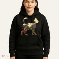 Boho Cat Plants Nature Trees Wild Flowers Graphic Hoodie thumb 5