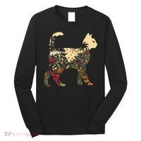 Boho Cat Plants Nature Trees Wild Flowers Graphic Long Sleeve Shirt thumb 0