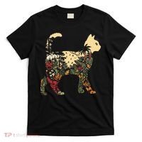 Boho Cat Plants Nature Trees Wild Flowers Graphic T-Shirt thumb 0