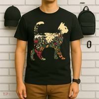 Boho Cat Plants Nature Trees Wild Flowers Graphic T-Shirt thumb 6