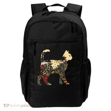 Boho Cat Plants Nature Trees Wild Flowers Graphic Backpack