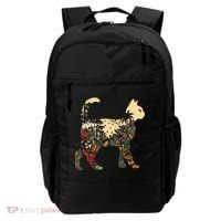 Boho Cat Plants Nature Trees Wild Flowers Graphic Backpack thumb 0