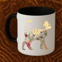 Boho Cat Plants Nature Trees Wild Flowers Graphic Coffee Mug thumb 2
