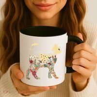 Boho Cat Plants Nature Trees Wild Flowers Graphic Coffee Mug thumb 3