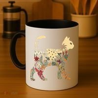 Boho Cat Plants Nature Trees Wild Flowers Graphic Coffee Mug thumb 4