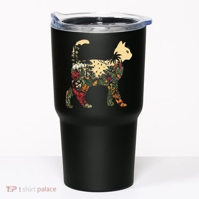 Boho Cat Plants Nature Trees Wild Flowers Graphic Tumbler