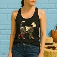 Boho Cat Plants Nature Trees Wild Flowers Graphic Women's Tank Top thumb 2