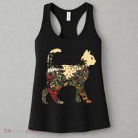 Boho Cat Plants Nature Trees Wild Flowers Graphic Women's Tank Top thumb 3