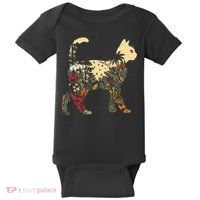 Boho Cat Plants Nature Trees Wild Flowers Graphic Baby Bodysuit thumb 0
