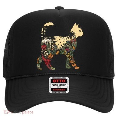 Boho Cat Plants Nature Trees Wild Flowers Graphic Hat