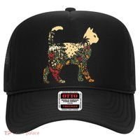 Boho Cat Plants Nature Trees Wild Flowers Graphic Hat thumb 0