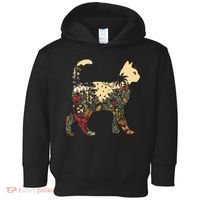 Boho Cat Plants Nature Trees Wild Flowers Graphic Toddler Hoodie thumb 0