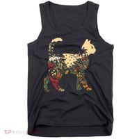 Boho Cat Plants Nature Trees Wild Flowers Graphic Tank Top thumb 0