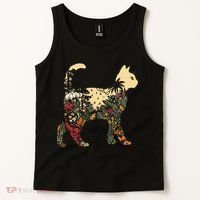 Boho Cat Plants Nature Trees Wild Flowers Graphic Tank Top thumb 2